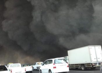 حريق ضخم بمحطة قطار الحرمين بجدة (شاهد)