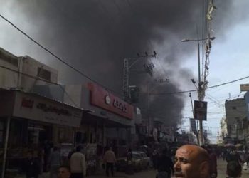 إصابة العشرات في حريق كبير وسط قطاع غزة