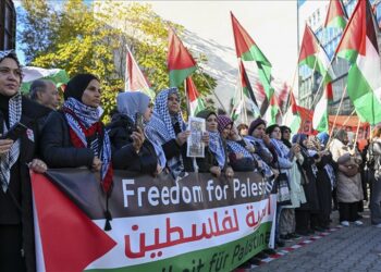 برلين.. متظاهرون يتضامنون مع فلسطين ويطالبون بعدم تسليح “إسرائيل”